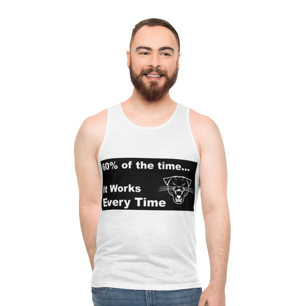 Unisex tank top with Anchorman-inspired design - men