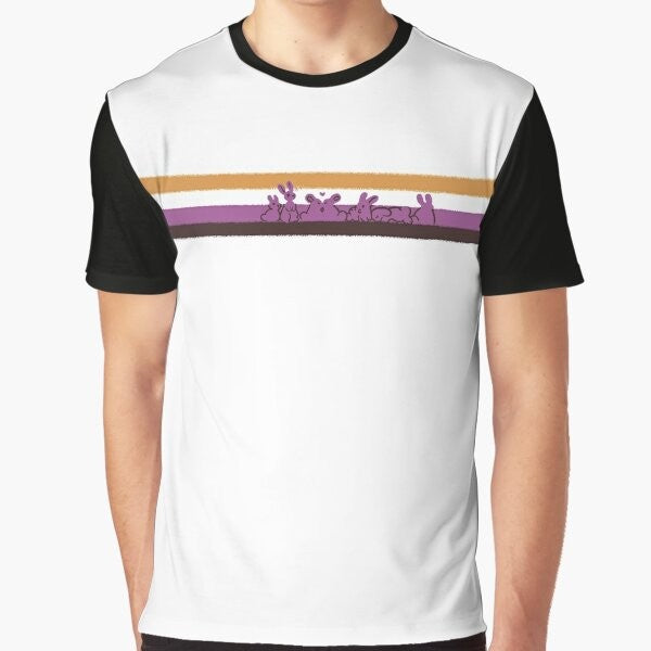 Nonbinary pride rabbits graphic design on a t-shirt