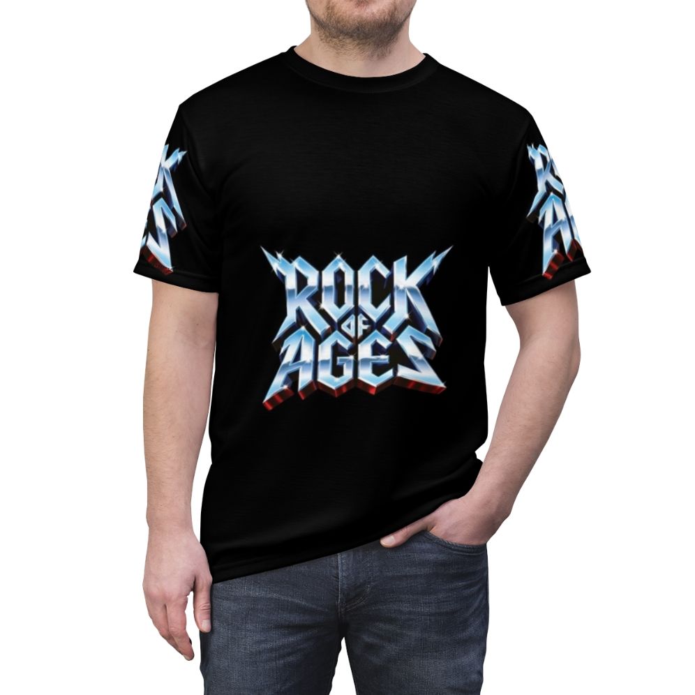 Metallic heavy metal and classic rock inspired t-shirt design - men front