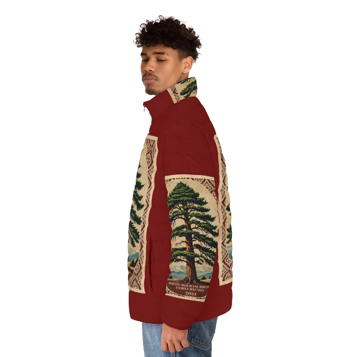 Horany Family Reunion 2024 Puffer Jacket featuring a custom reunion design - men side left