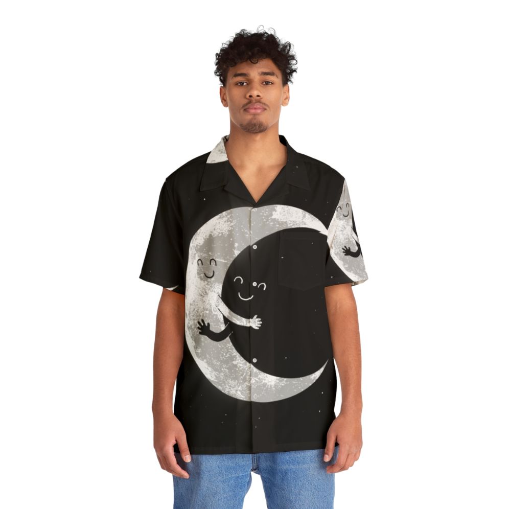 Celestial Moon Hug Hawaiian Shirt - People Front