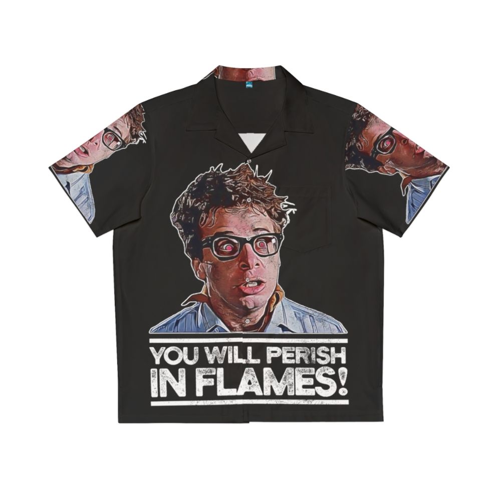 Possessed Hawaiian Shirt with "You Will Perish in Flames" Text