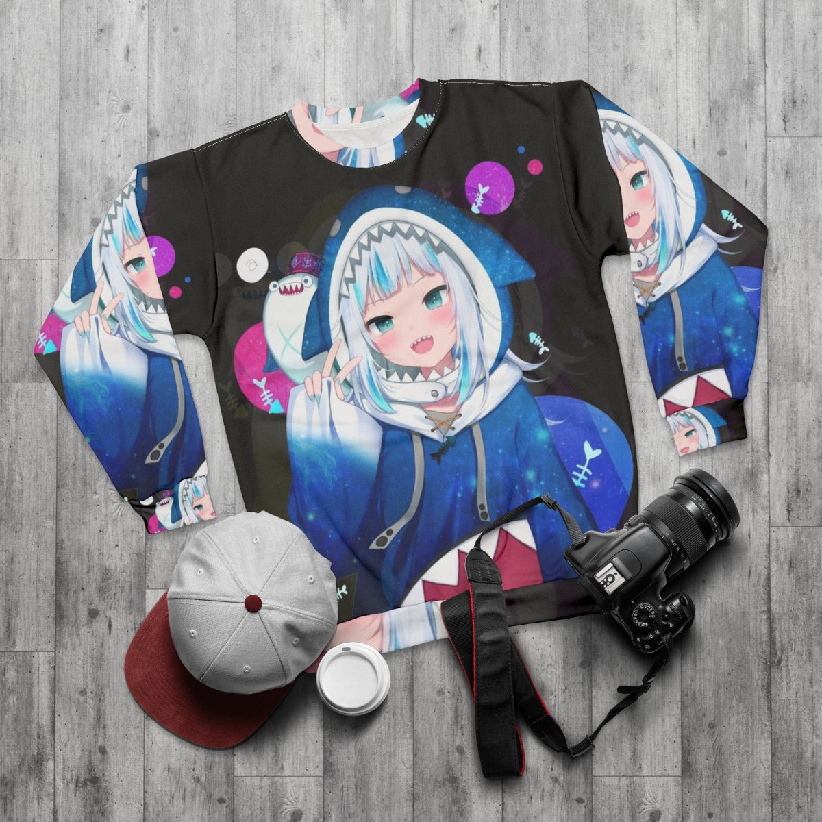 Gawr Gura Hololive EN VTuber Sweatshirt - flat lay