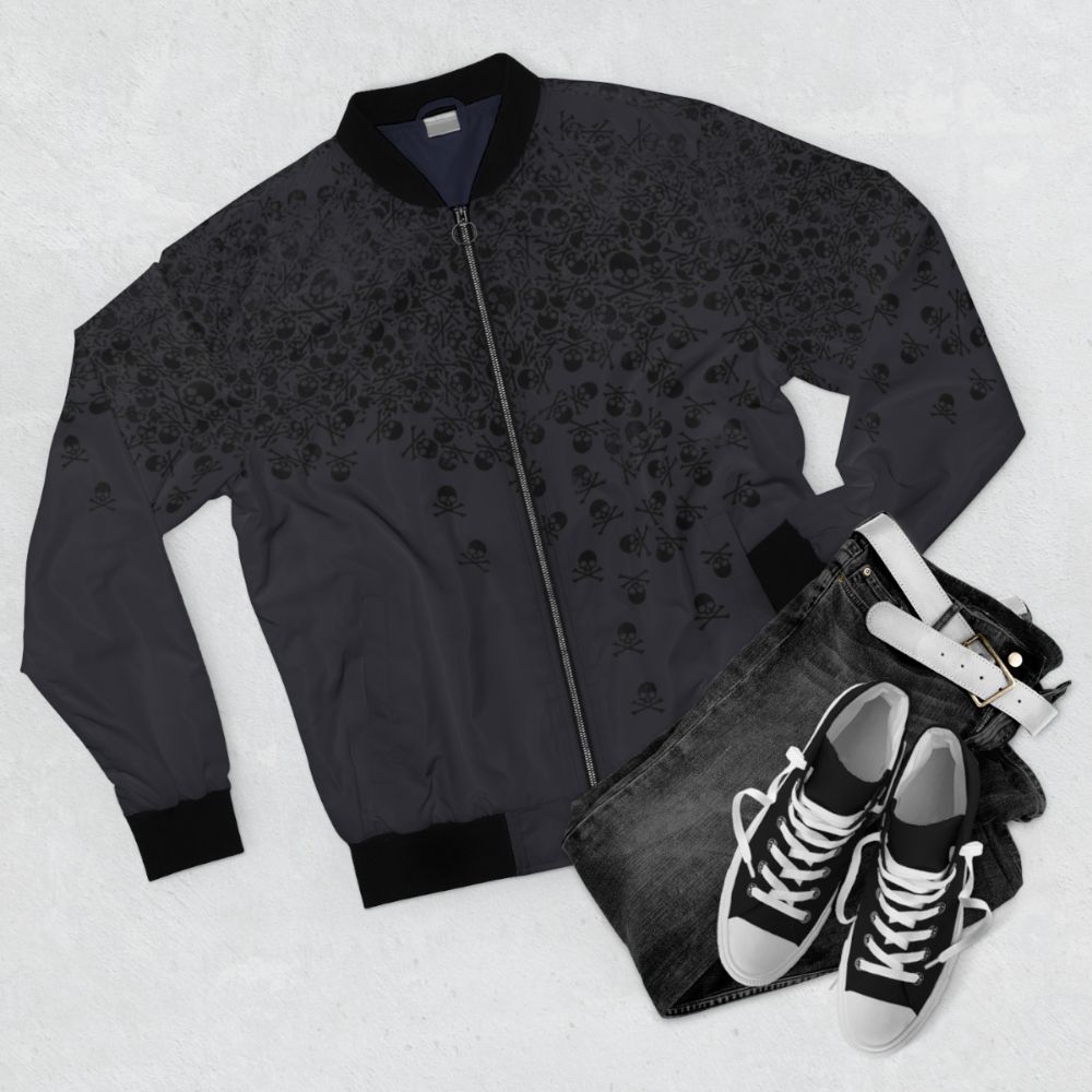 Final Fantasy bomber jacket with a skull and crossbones design - Flat lay