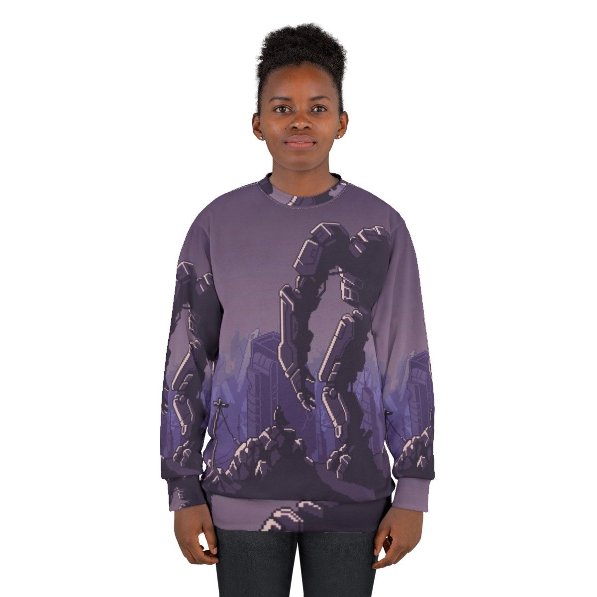 Into the Breach Mecha Sweatshirt with Sci-Fi Gaming Design - women