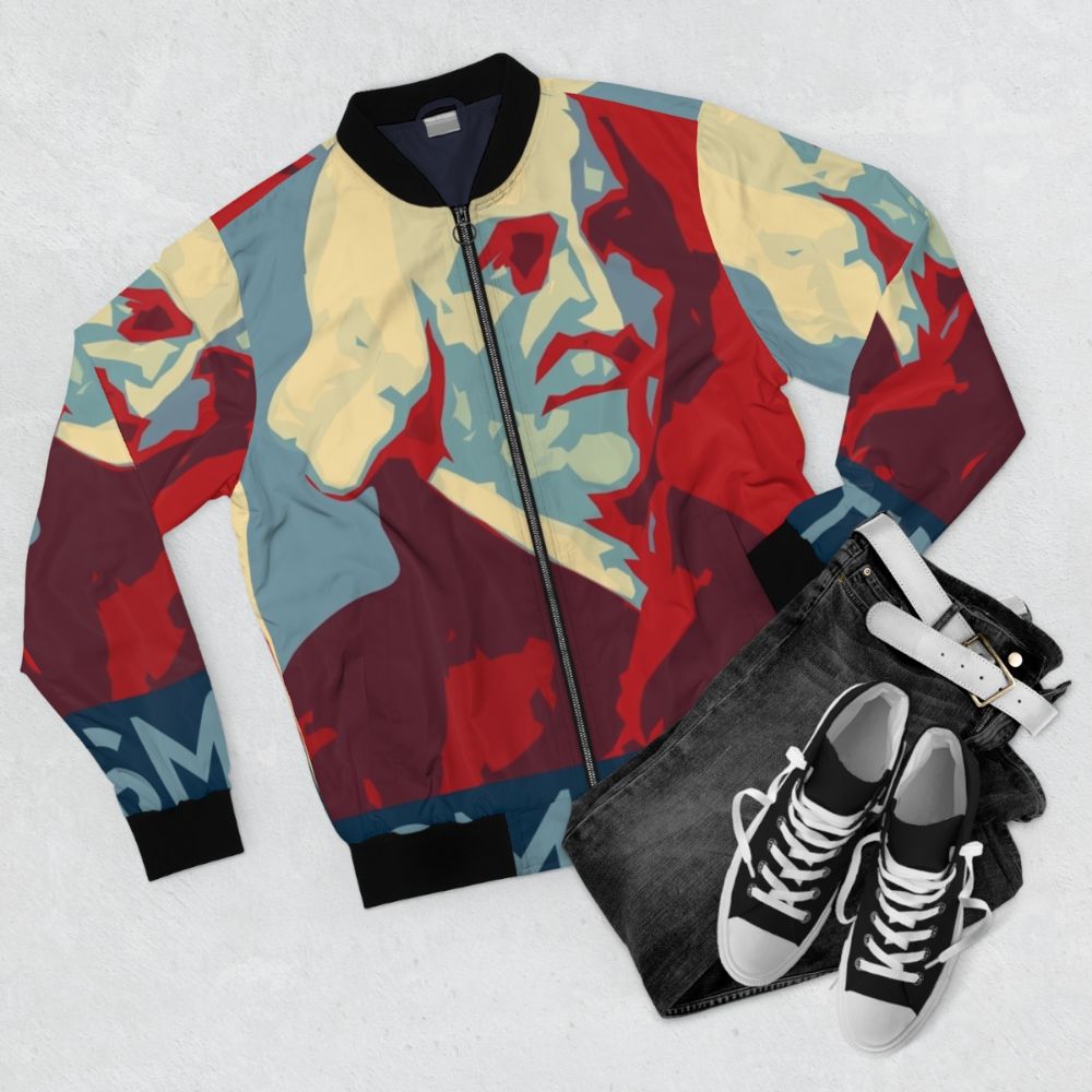 Adam Smith Capitalism Philosophy British Bomber Jacket - Flat lay