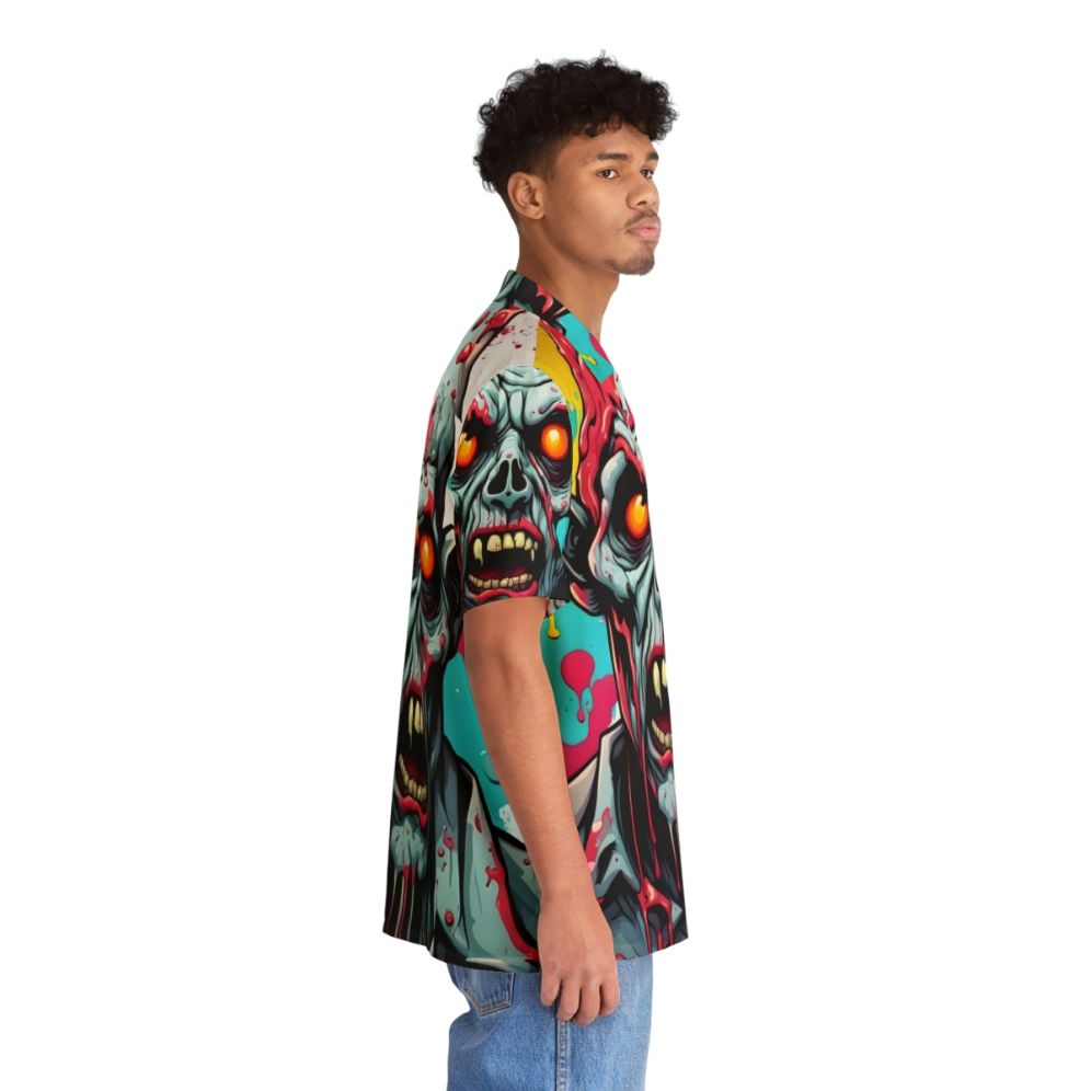 Chaotic Zombie Hawaiian Shirt featuring a colorful paint drip zombie design - People Pight