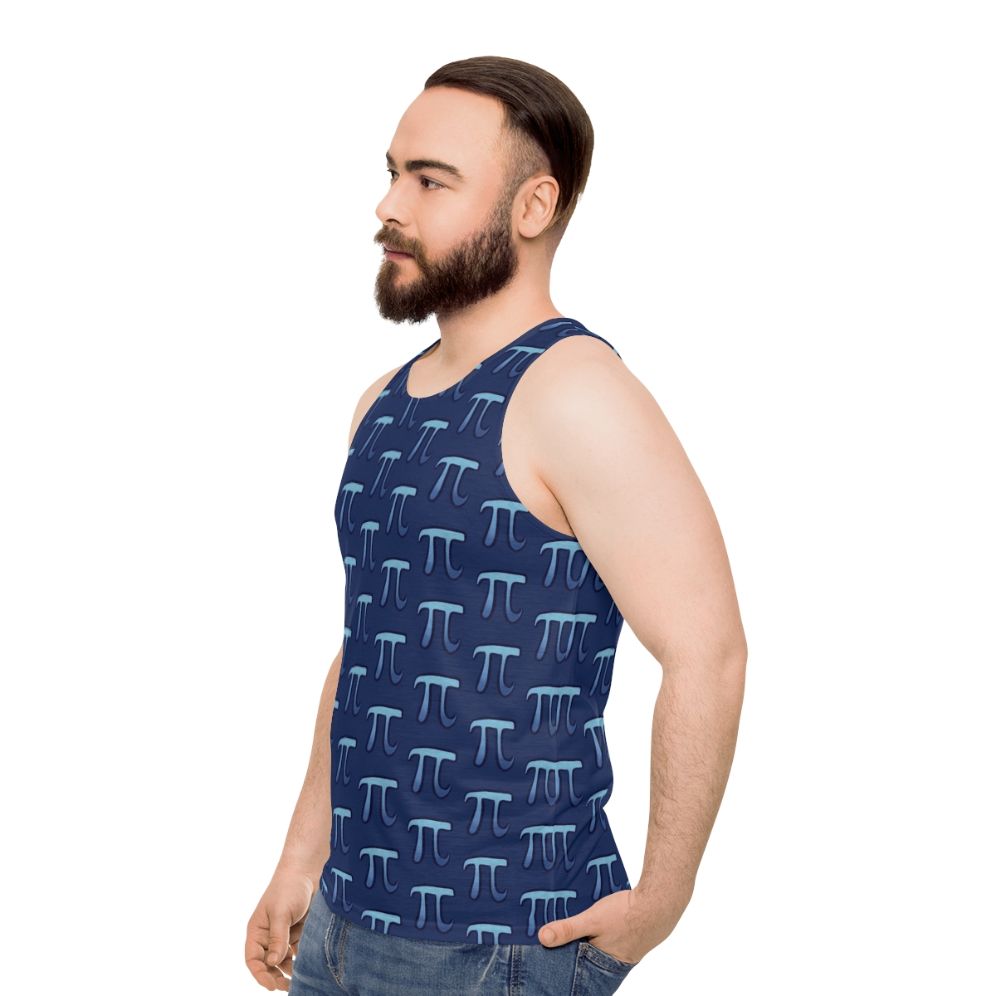 Pi Symbol Unisex Blue Tank Top - men side