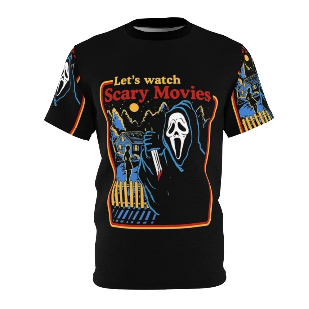 Spooky Halloween horror fan t-shirt with graphic design