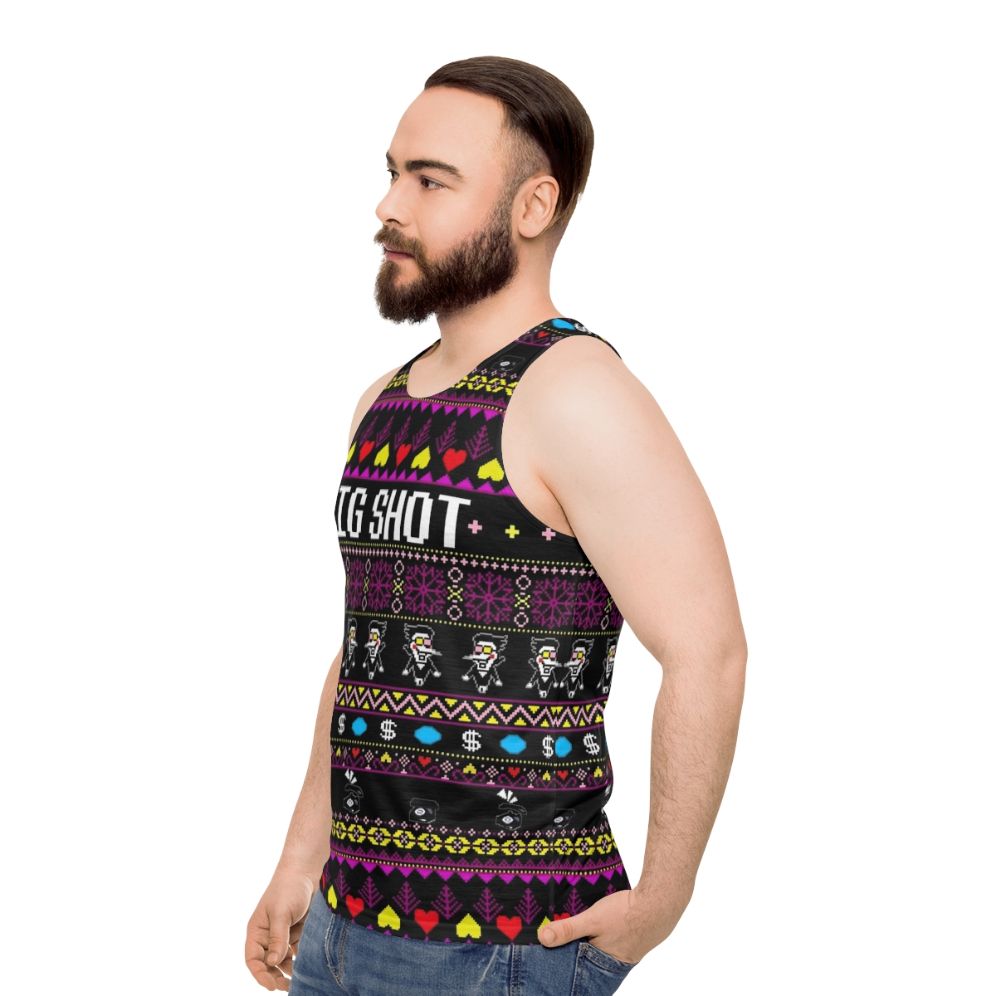 Spamton's Big Shot Kromer Christmas Unisex Tank Top - men side