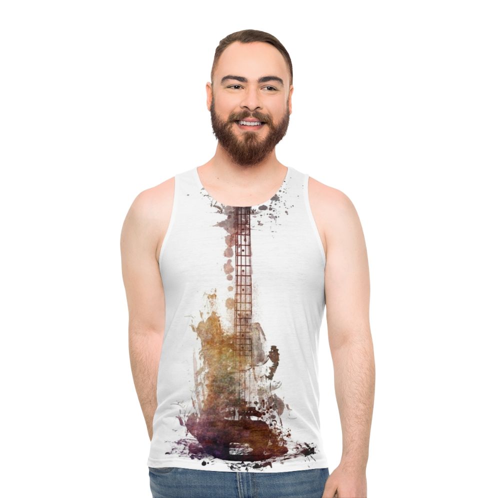 Nostalgy Watercolor Guitar Unisex Tank Top - men