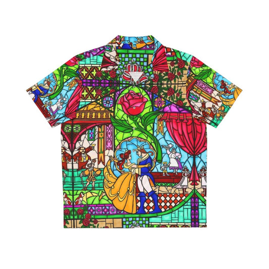 Stained Glass Window Hawaiian Shirt with Colorful Floral Pattern