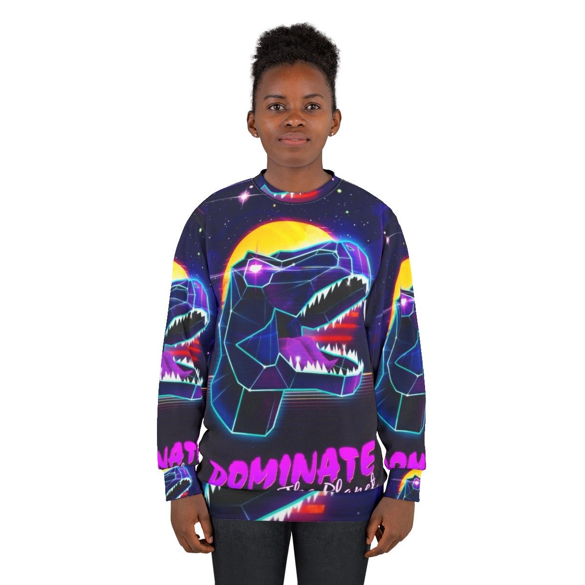 Electric Jurassic Rex Dinosaur Sweatshirt - women