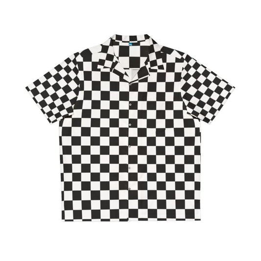 Black and White Checkered Hawaiian Shirt