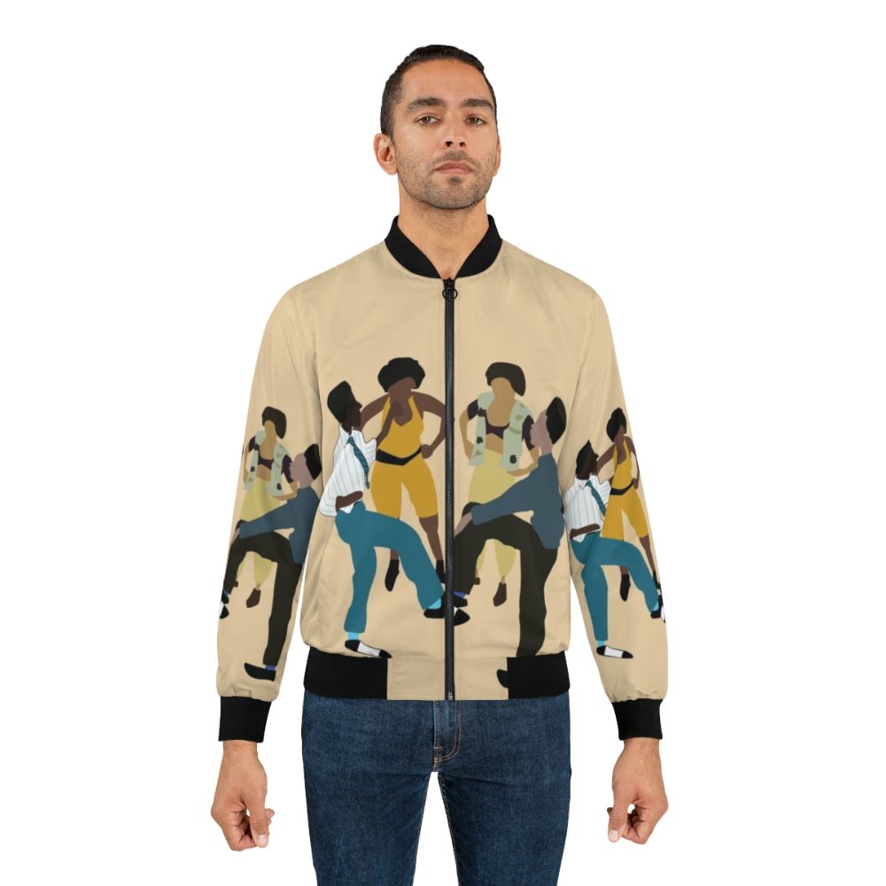 90s House Party Bomber Jacket featuring retro hip hop design - Lifestyle