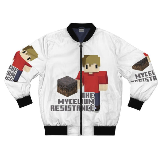 Mycelium Resistance bomber jacket featuring Grian from the Hermitcraft series