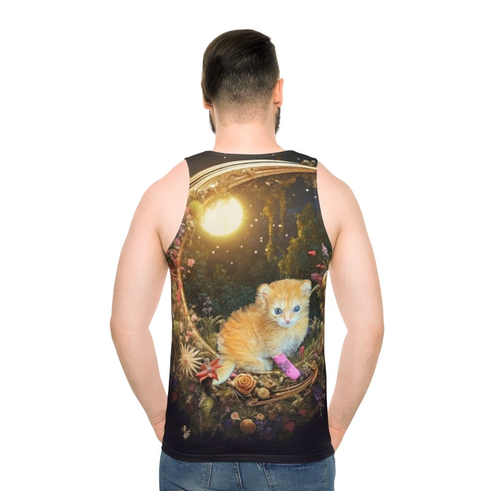 Dreamy Tater Tot Unisex Tank Top with Kitty Print - men back