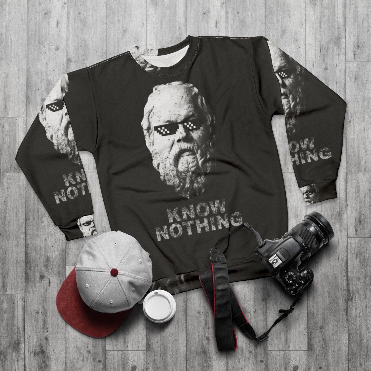 "Know Nothing" Socratic Philosophy Sweatshirt - flat lay