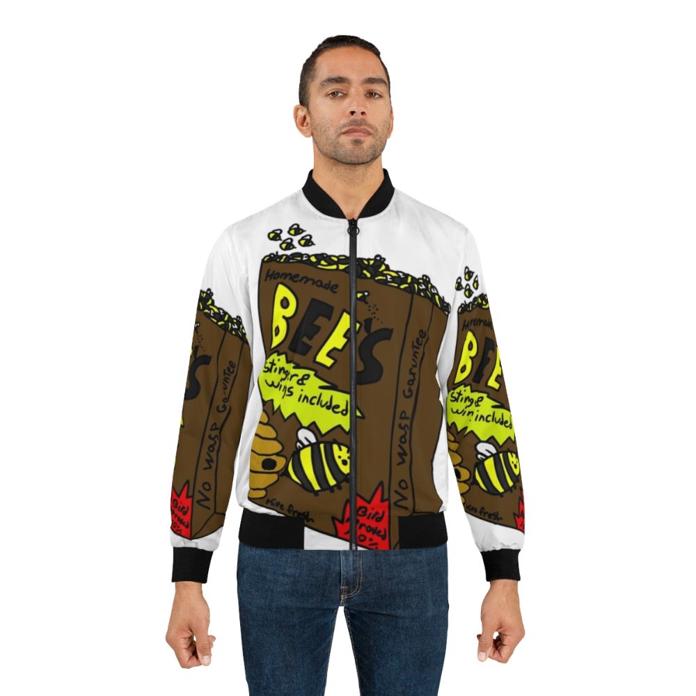 Bees bomber jacket with a humorous bumblebee design - Lifestyle