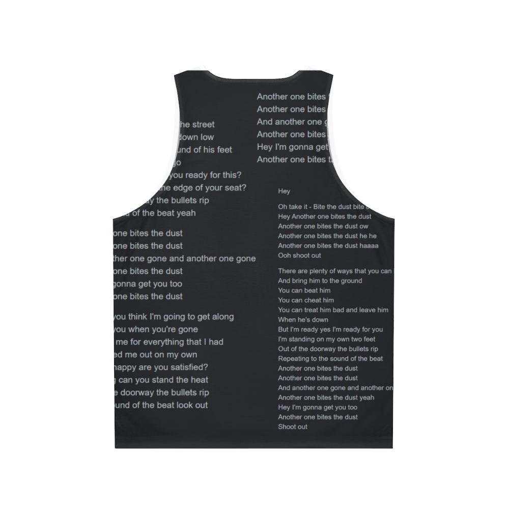 Unisex "Another One Bites The Dust" Queen Lyrics Tank Top - Back