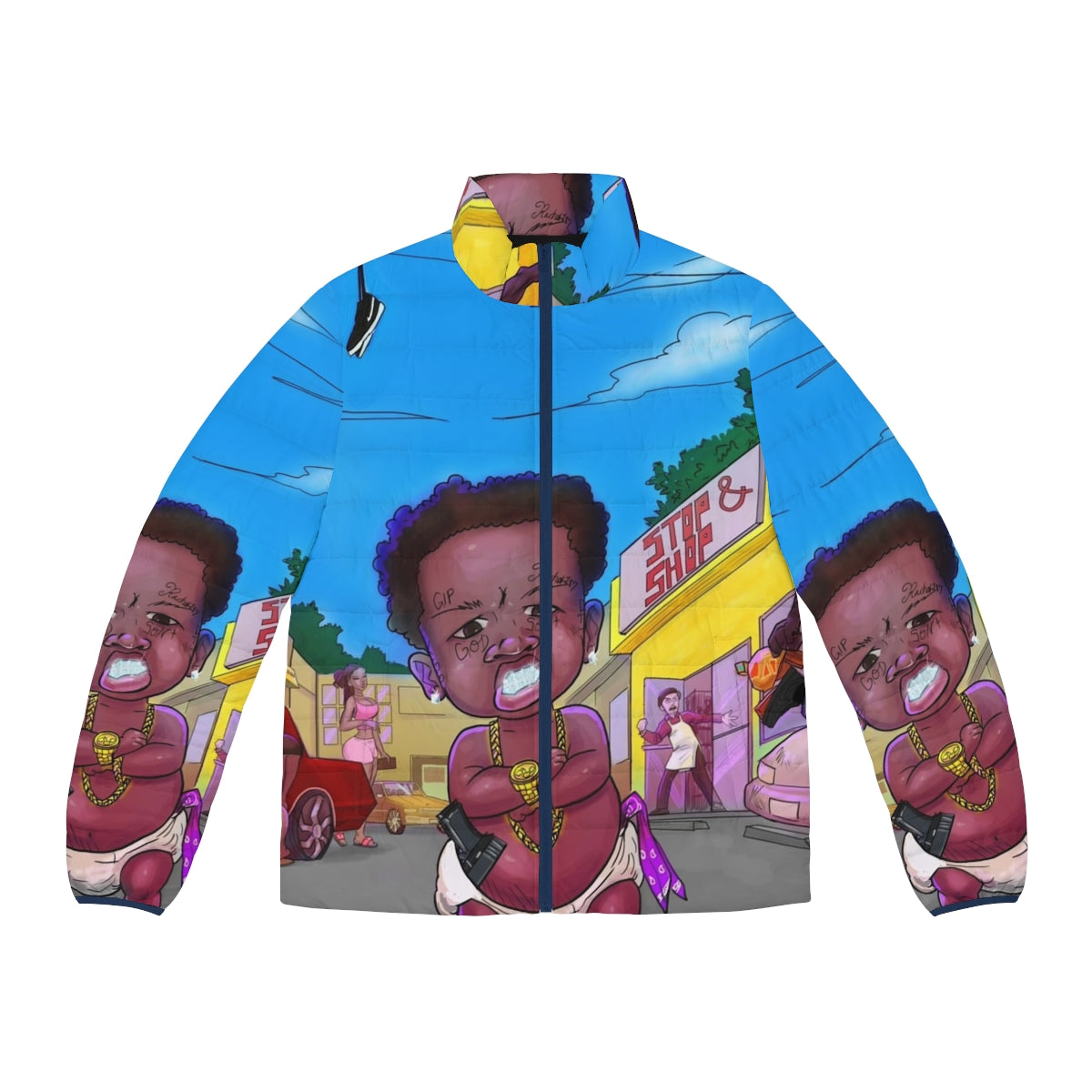 East Haiti Baby Puffer Jacket featuring music, hip hop, and vintage grape aesthetics