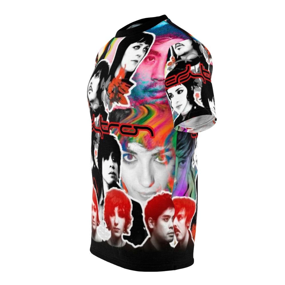 Collage-inspired graphic t-shirt featuring the synthpop and electropop band Ladytron - men left