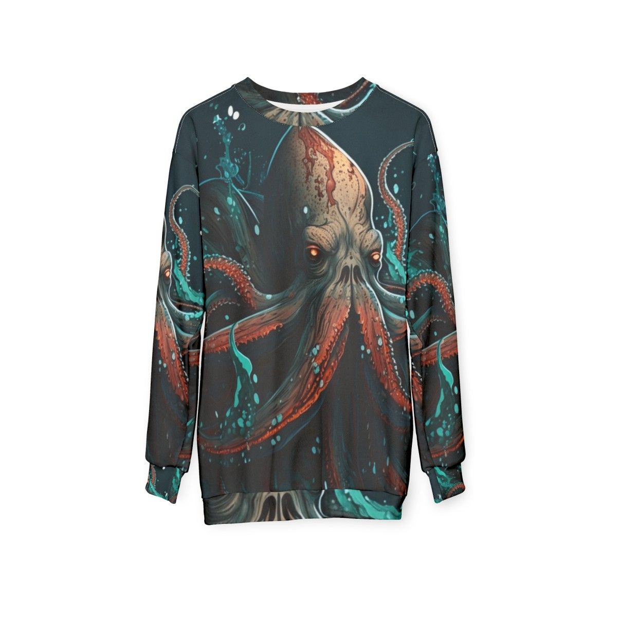 Mythical sea creatures sweatshirt with fantasy ocean life design - hanging