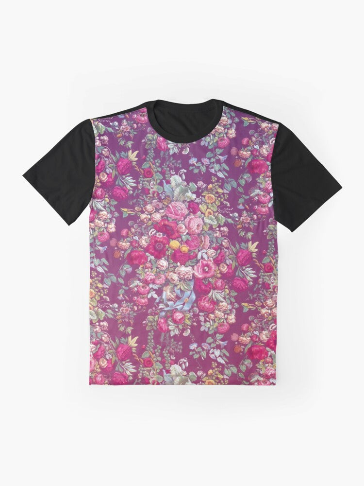 Bouquety retro floral graphic t-shirt featuring a colorful bouquet design - Flat lay