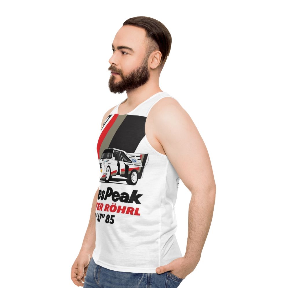 Walter Rohrl Pikes Peak Vintage Rally Car Unisex Tank Top - men side