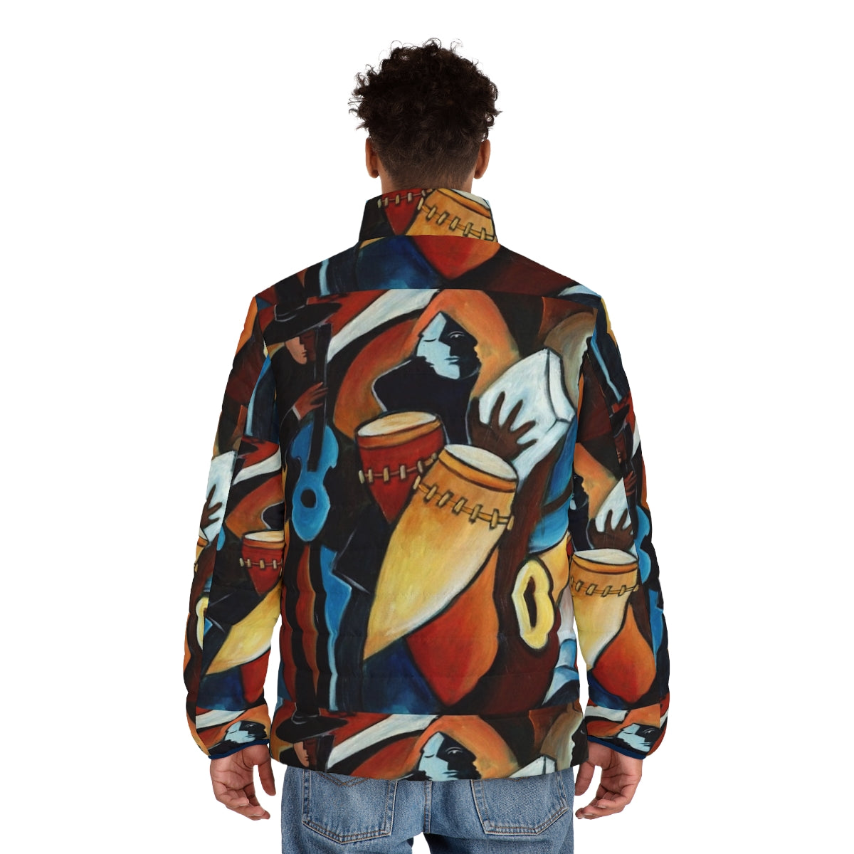 Acrylic puffer bolero jacket in vivid colors - men back