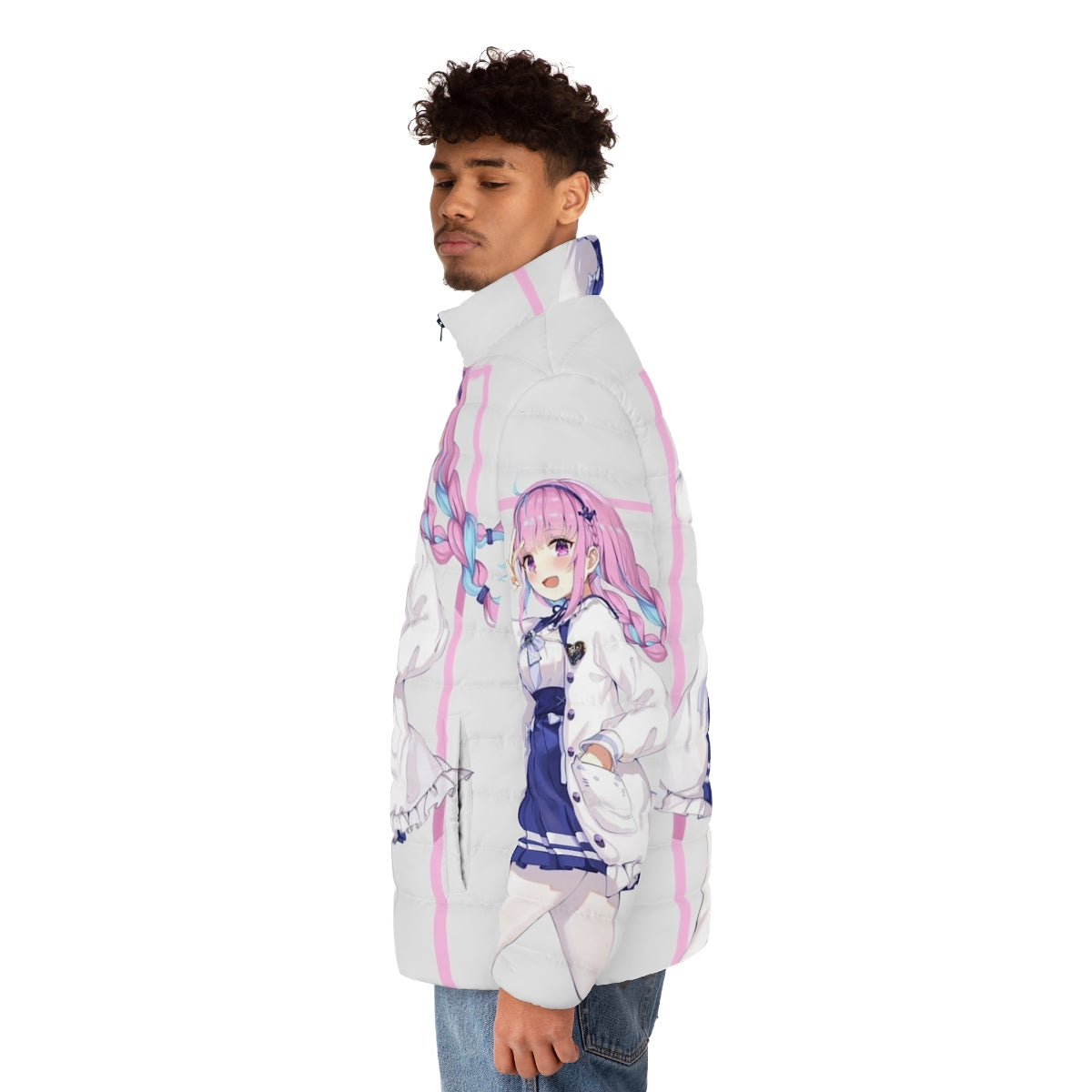 Minato Aqua Hololive VTuber Anime Puffer Jacket - men side left