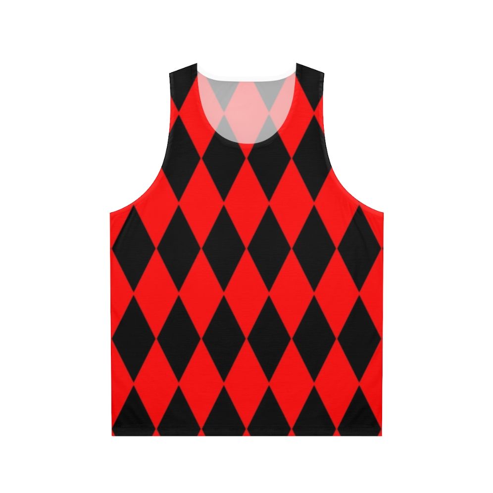 Red and black harlequin diamond pattern unisex tank top