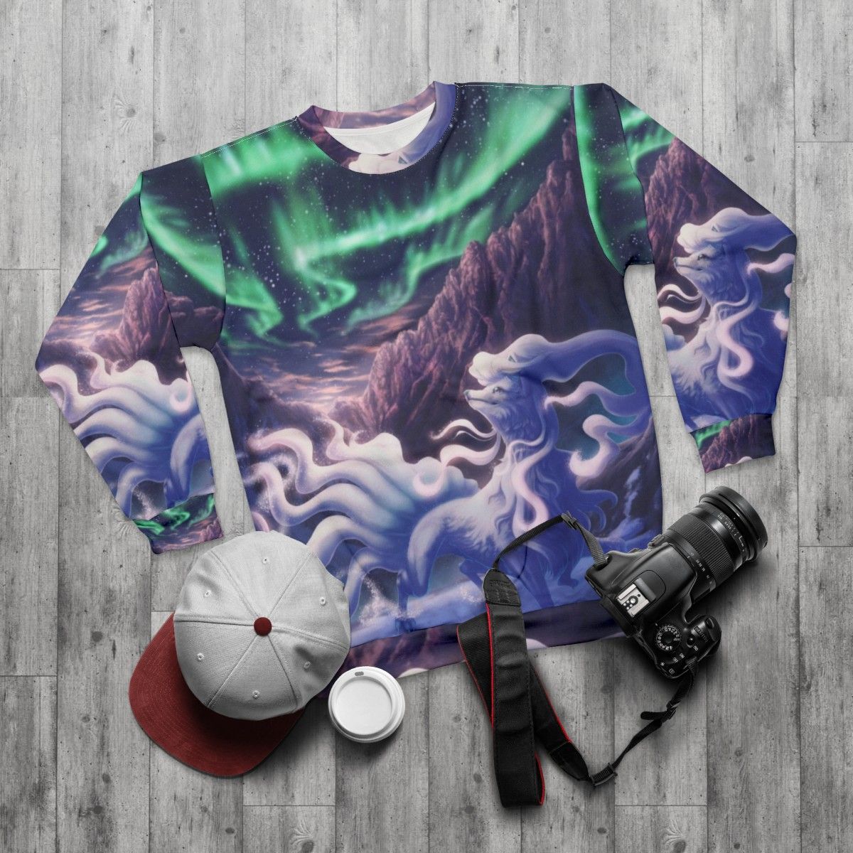 Alolan Ninetales Pokemon Sweatshirt - flat lay