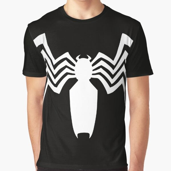 Venom symbiote graphic design on a black t-shirt