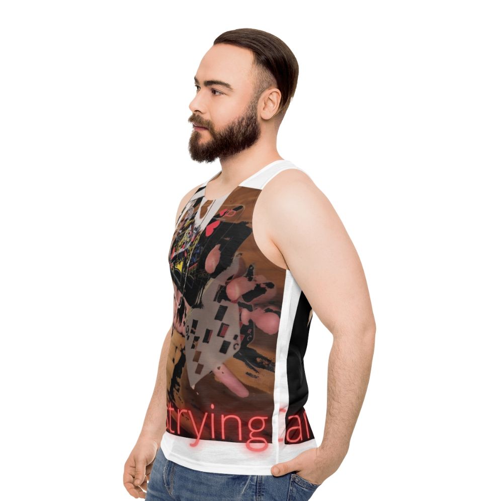 Unisex tank top featuring cardistry design - men side