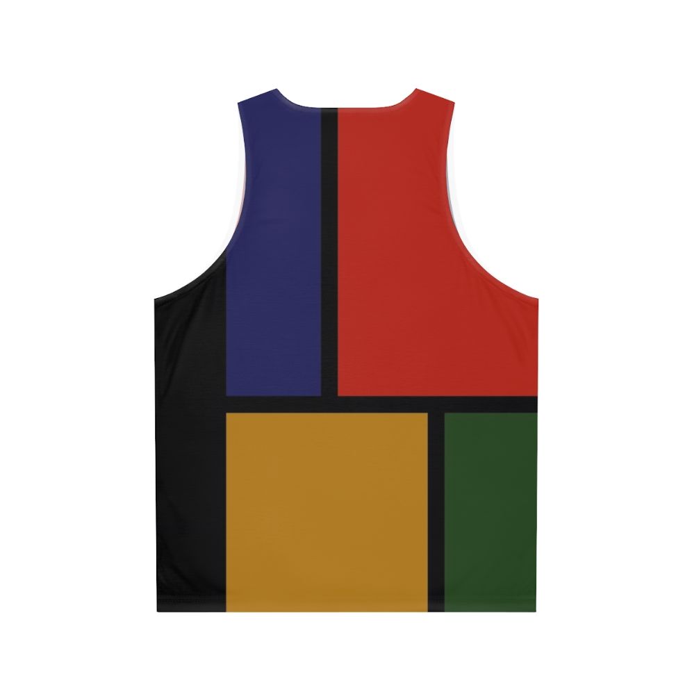 Colorful, geometric Mondrian-inspired unisex tank top - Back