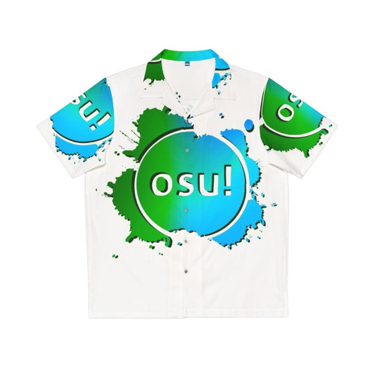 Osu blue green Hawaiian shirt with gaming and anime design