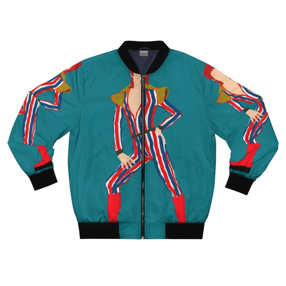 Ziggy Stardust inspired bomber jacket with stripes and zigzag pattern