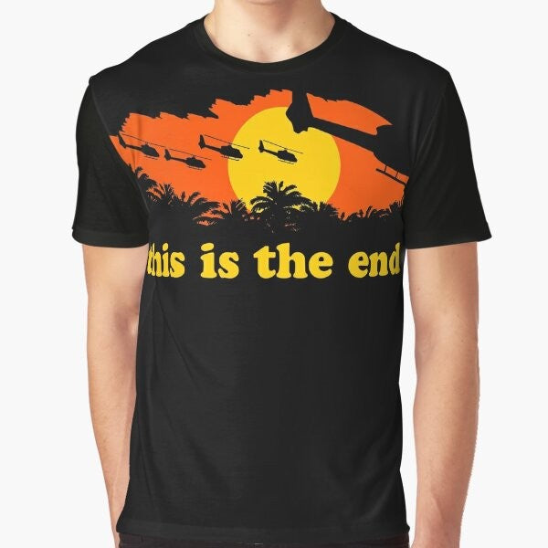 Apocalypse Now graphic t-shirt featuring "This is the End" text and movie references