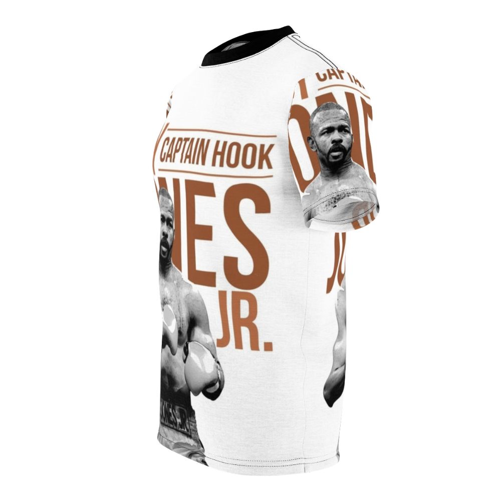 Heavyweight boxing inspired graphic t-shirt featuring a black and white portrait of legendary boxer Roy Jones Jr. - men left