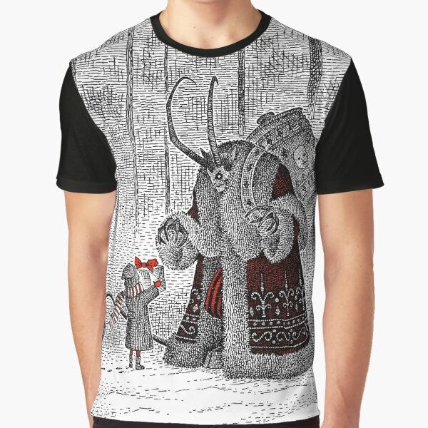 Vintage Krampus Christmas Horror Graphic T-Shirt