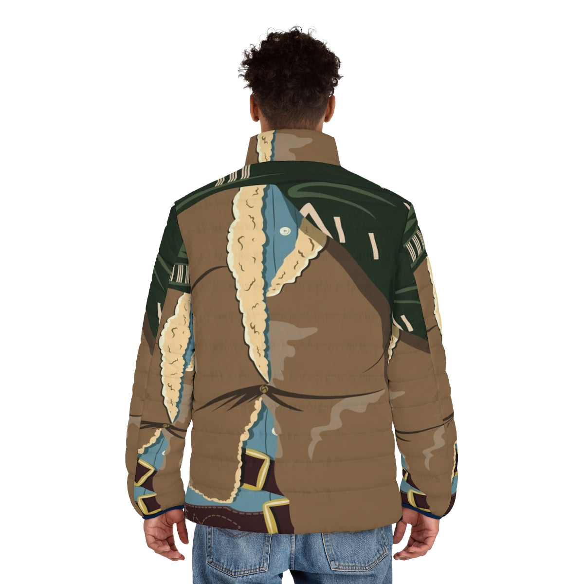 Puffer jacket with no name, inspired by spaghetti western classics - men back