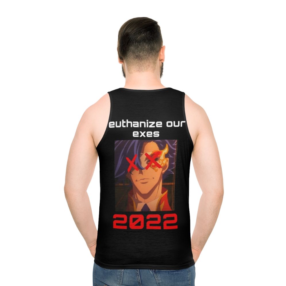 Anime-inspired unisex tank top with a skate-inspired graphic design - men back