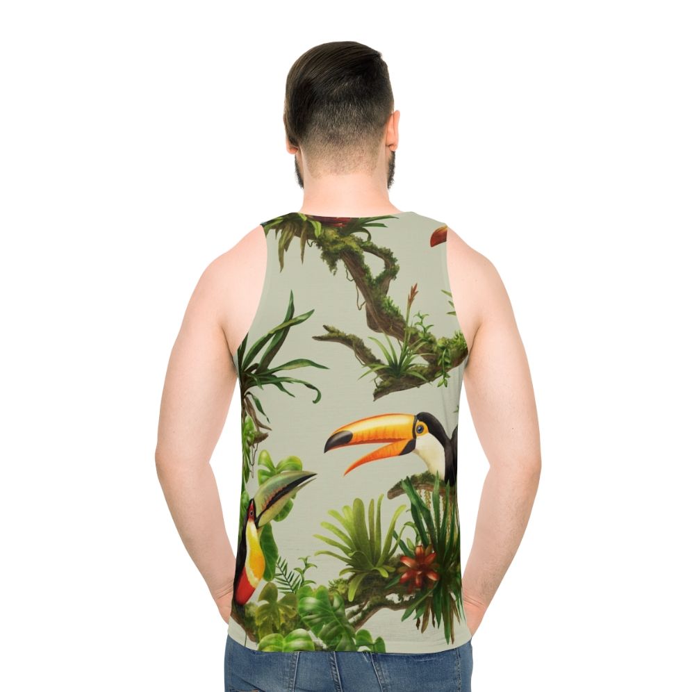 Tropical Toucan and Bromeliad Unisex Tank Top - men back