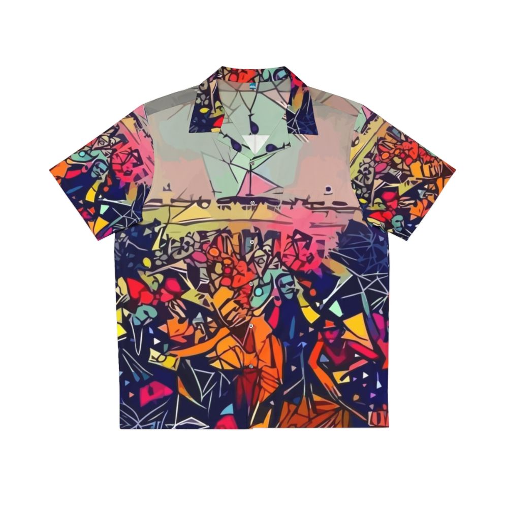 Colorful abstract Hawaiian shirt inspired by Kendrick Lamar's 'To Pimp a Butterfly'