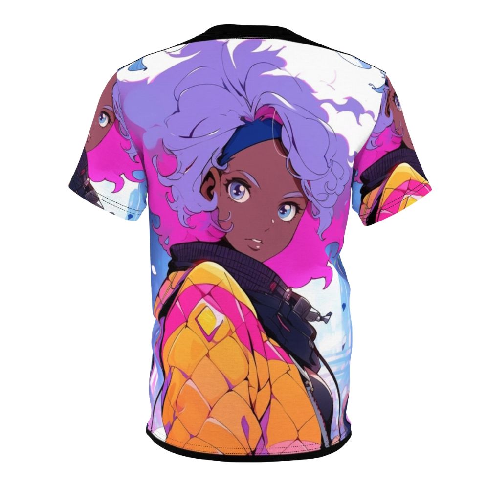 A high-quality graphic t-shirt with a lo-fi inspired design featuring a stylized girl silhouette in a relaxed, chill pose. - Back