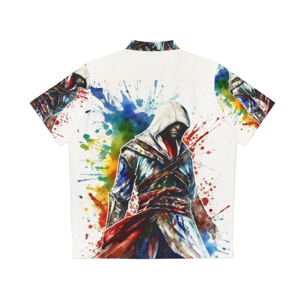 Assassins Creed inspired Hawaiian shirt with sketch splatter design - Back