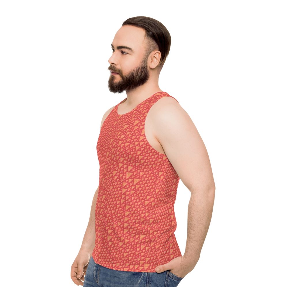 Unisex tank top featuring the "Rule 110" cellular automata pattern - men side