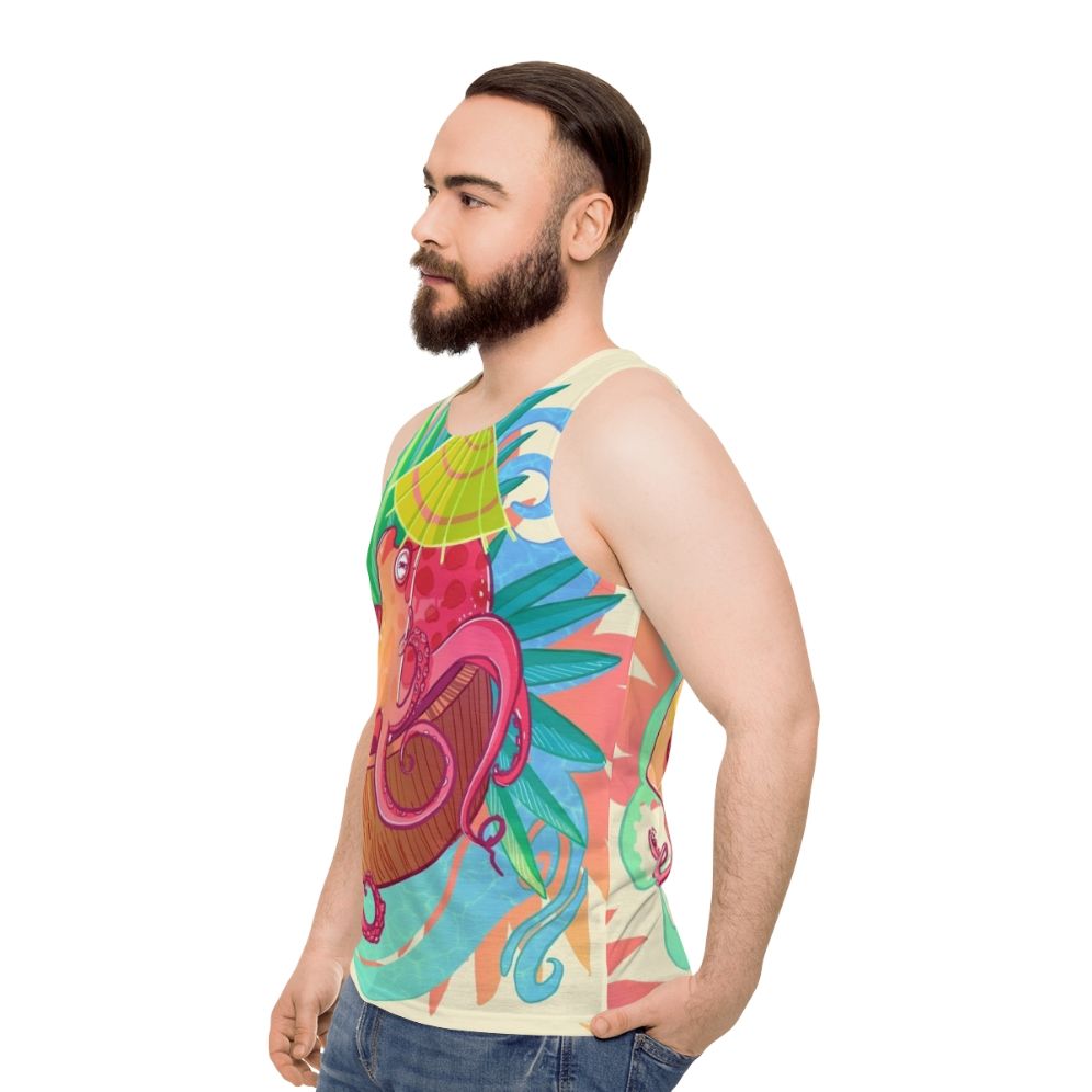 Octopus on the Beach Unisex Tank Top - men side