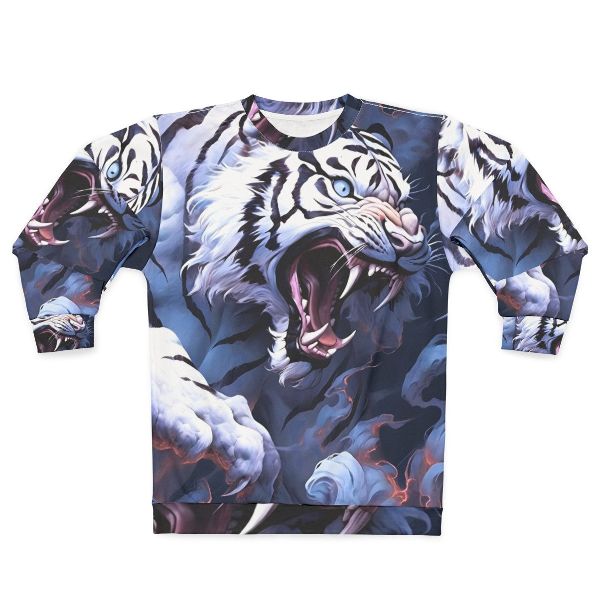 White tiger legendary animal print on sweatshirt